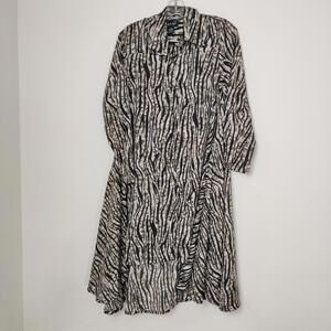 Step In Style Zebra Print Button Front Maxi Shirt Dress Sz Small Asymmetric Hem